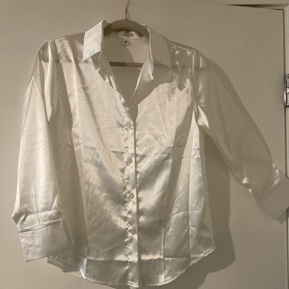 W H M Women’s Silk Satin Casual L/S Shirt - Picture 1 of 13